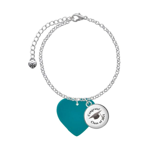 Domed #Done Graduation Hat Custom Year Stainless Steel Heart Bead Charm Domed #Done Graduation Hat Custom Year Stainless Steel Heart Bead Charm